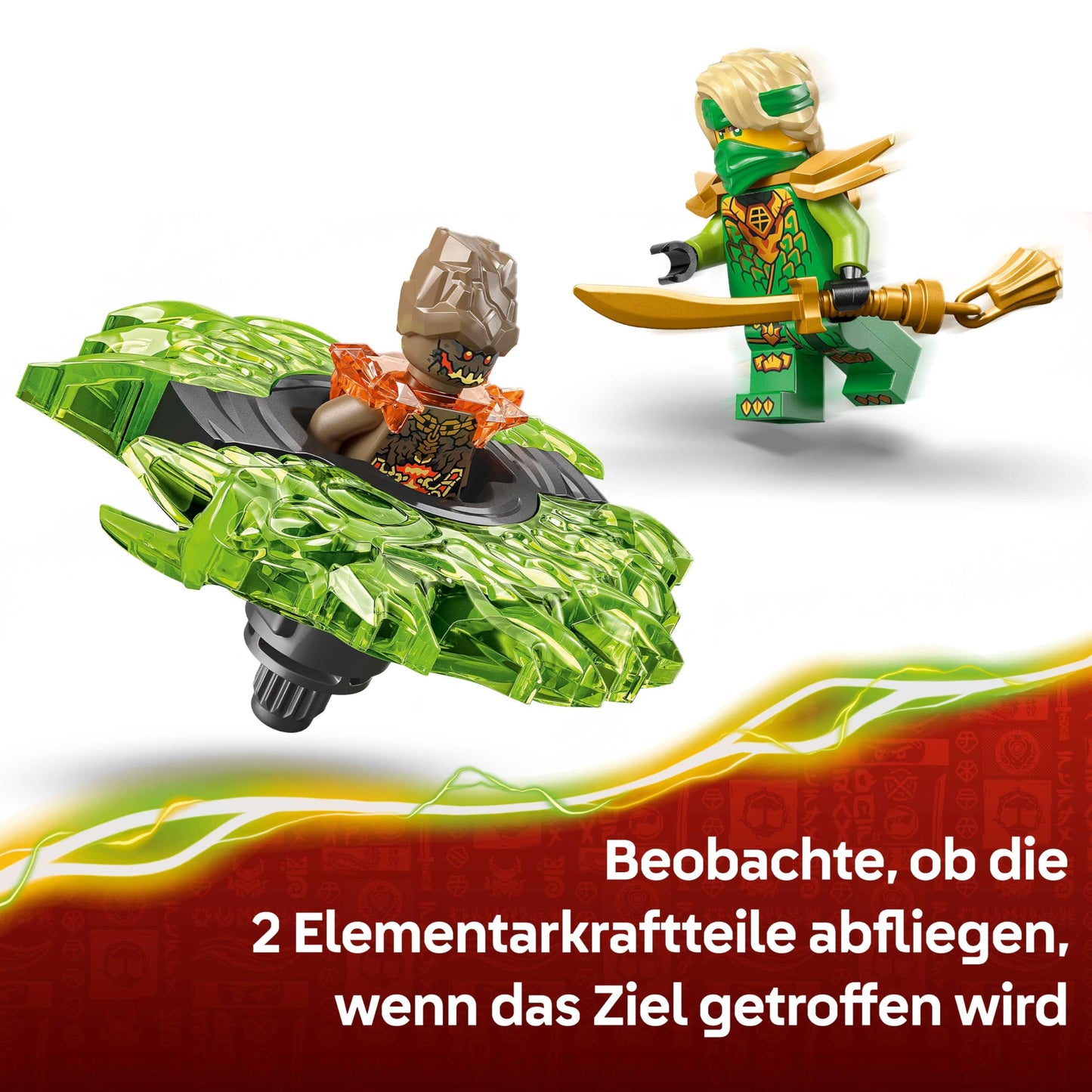 LEGO NINJAGO Lloyd vs. Erdmonster-Spinner - Ninja Spielzeug mit Abschussvorrichtung, Kampfkreiseln und 2 Minifiguren für Jungen & Mädchen - Geschenk für Kinder ab 6 Jahren - 71850