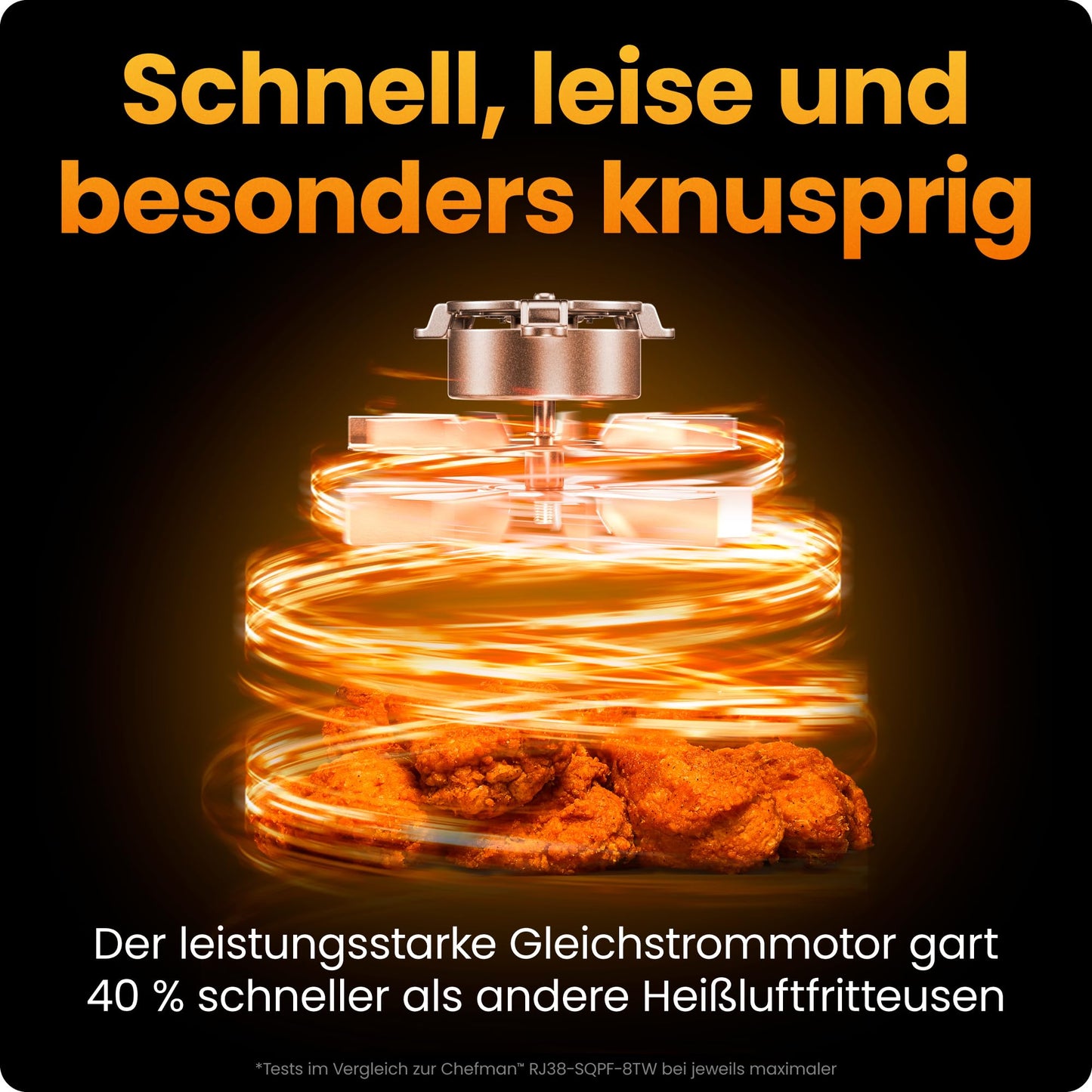 Chefman Heißluftfritteuse TurboFry, 8,5 l, 6-in-1-Hochleistungsgerät, 230 °C, XL-Korb mit Sichtfenster, Heißluftfrittieren, Backen, Grillen, Aufwärmen, Hydrieren, Auftauen, Schwarz