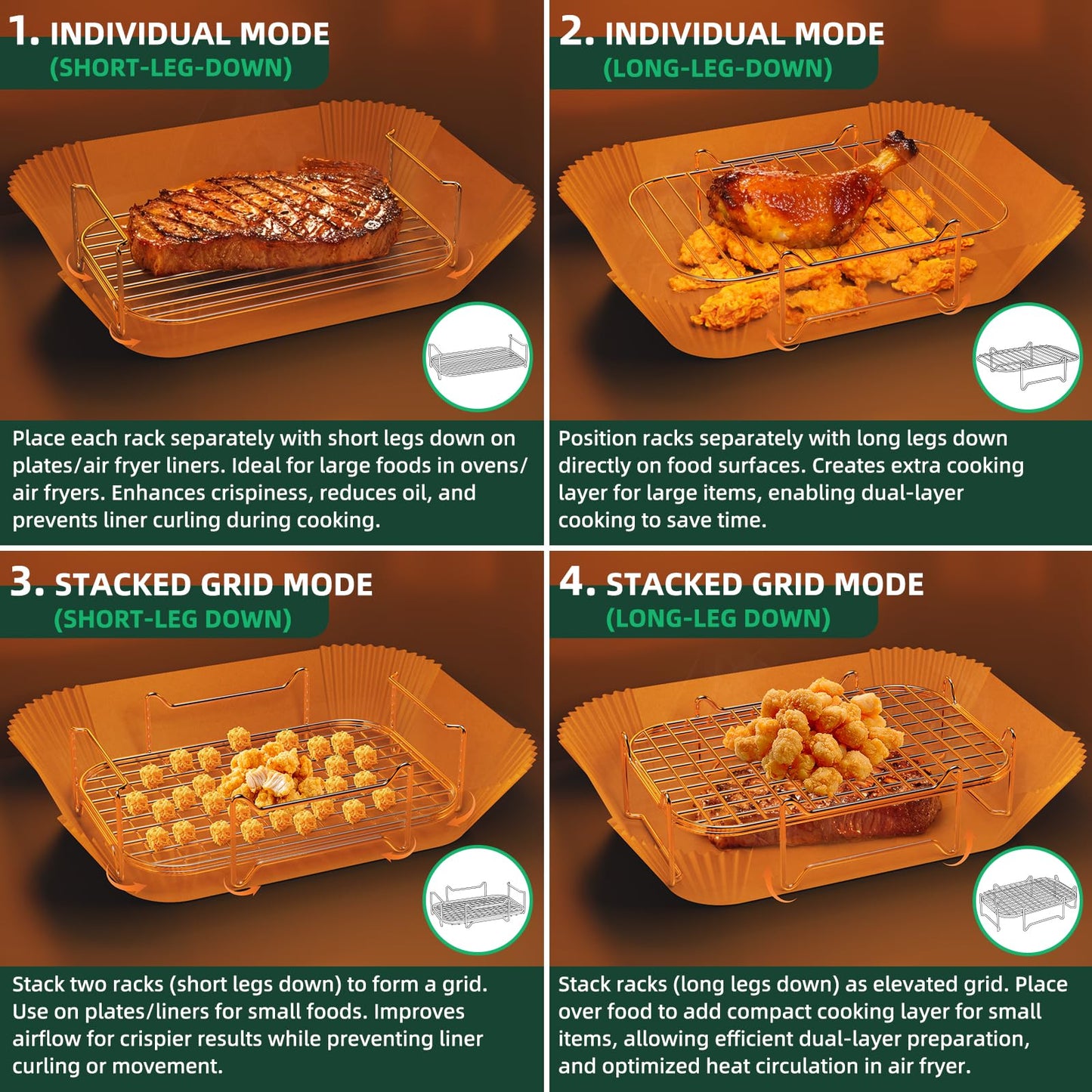 Stapelbares Heißluftfritteuse Zubehör aus Edelstahl 304