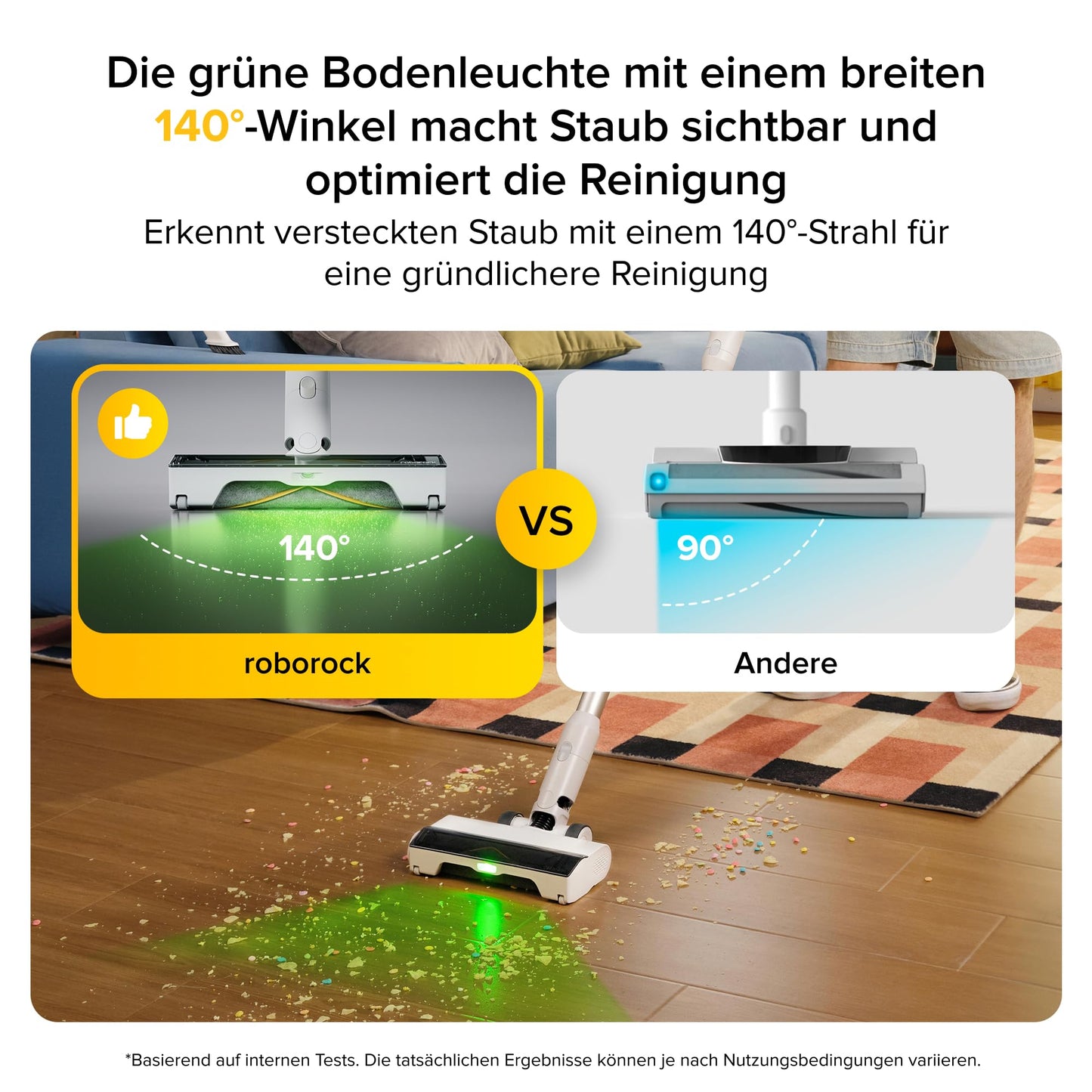 roborock H60 Akku Staubsauger, 27000Pa/300W/60 Min Akkusauger, 90° Flexibles Rohr, Staubsauger Kabellos, stielstaubsauger mit Anti-Tangle Bürste für Teppiche, Hartböden, Tierhaare, Auto