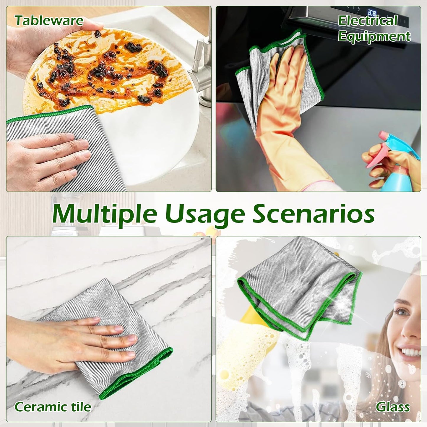 Quelcc 6X Mikrofasertücher 30x30cm Fusselfreie Reinigungstücher für Fenster-Quelcc