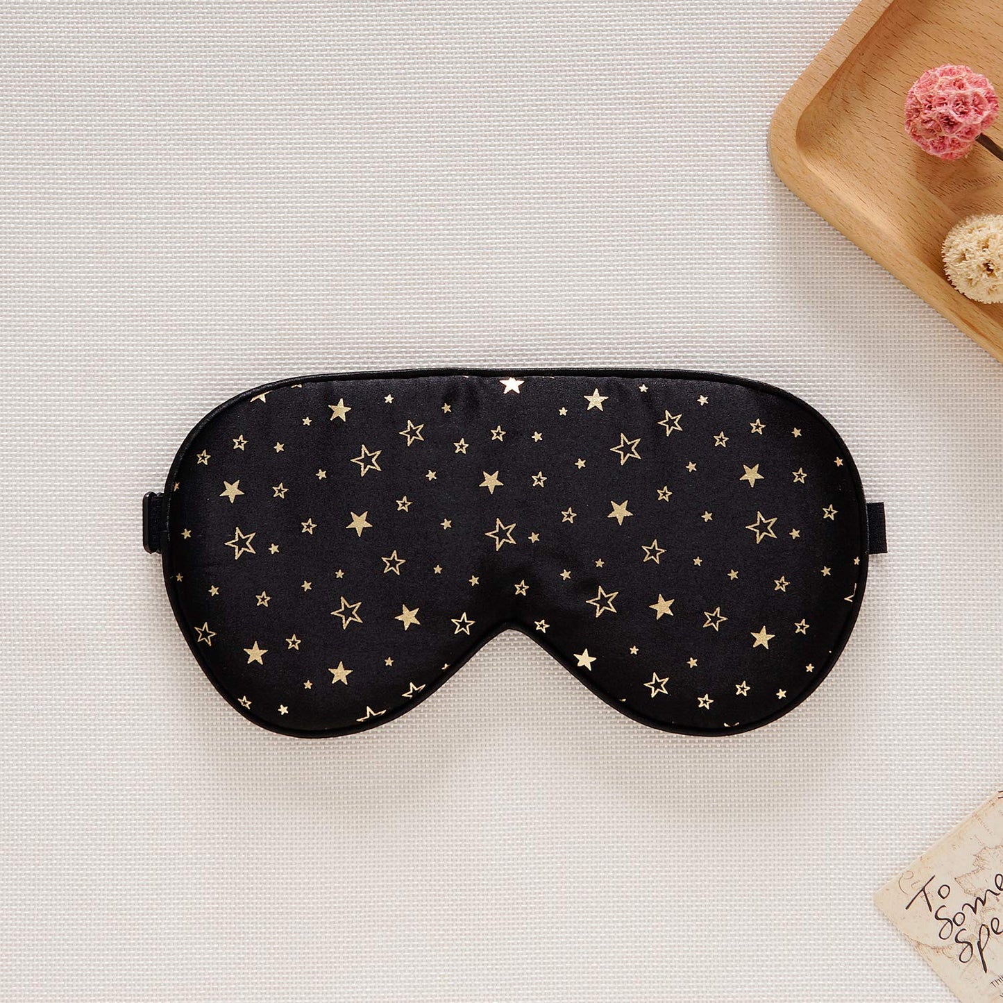 100 Prozent Seiden Schlafmaske mit verstellbaren Bändern goldenstern