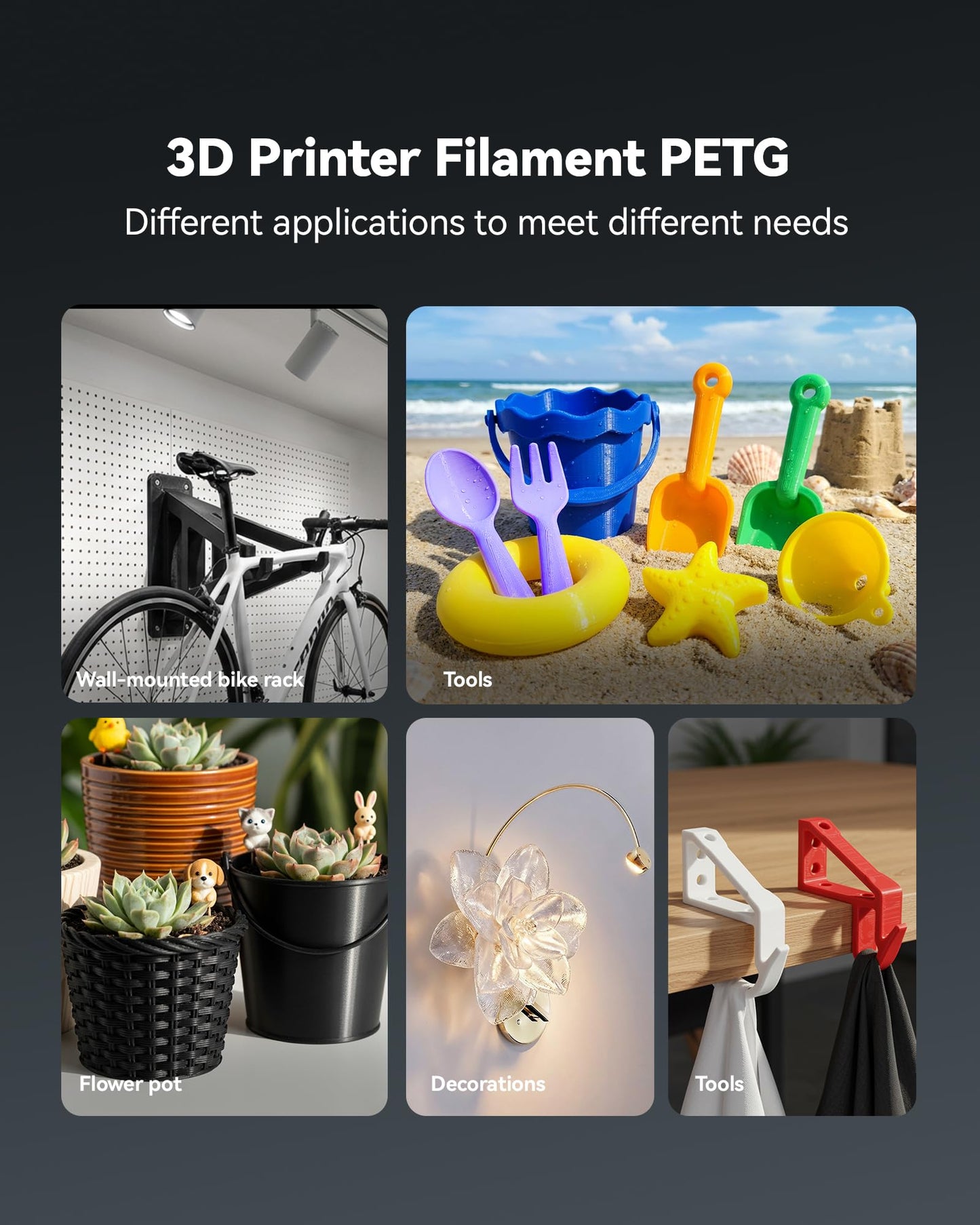 SUNLU 4KG PETG Filament Bundle, Verbesserte Zähigkeit Hohe Schlagfestigkeit 3D Druckerfilament, für die Meisten FDM 3D Drucker, 1kg pro Spule, 4 Rollen, Rosa+Lavendelviolett+Kleinblau+Grün