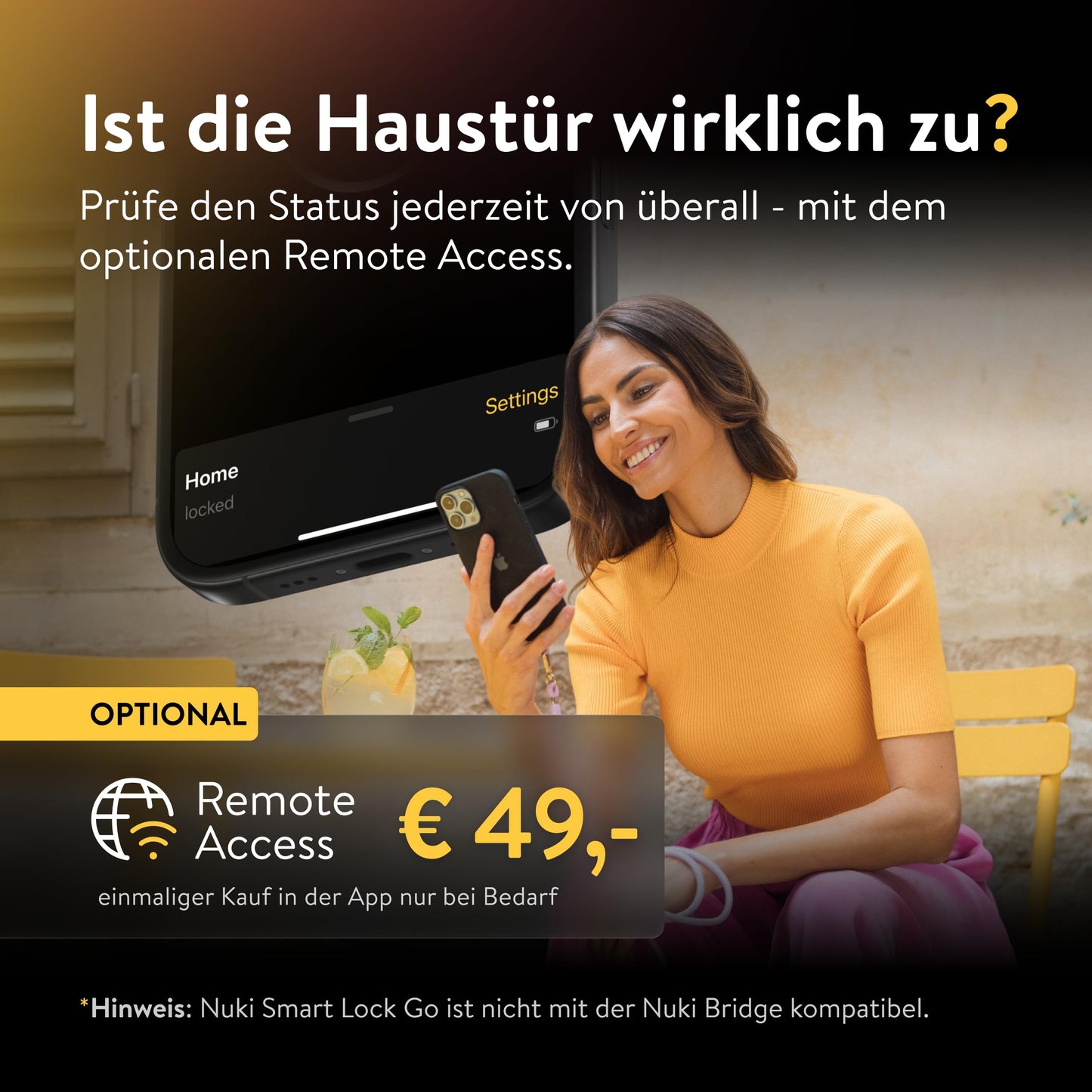 Nuki Smart Lock Go (2025) mit Bluetooth, WLAN & Matter, elektronisches Türschloss macht Smartphone zum Schlüssel, Nachrüsten ohne Zylindertausch – Smart Lock inkl. Keypad