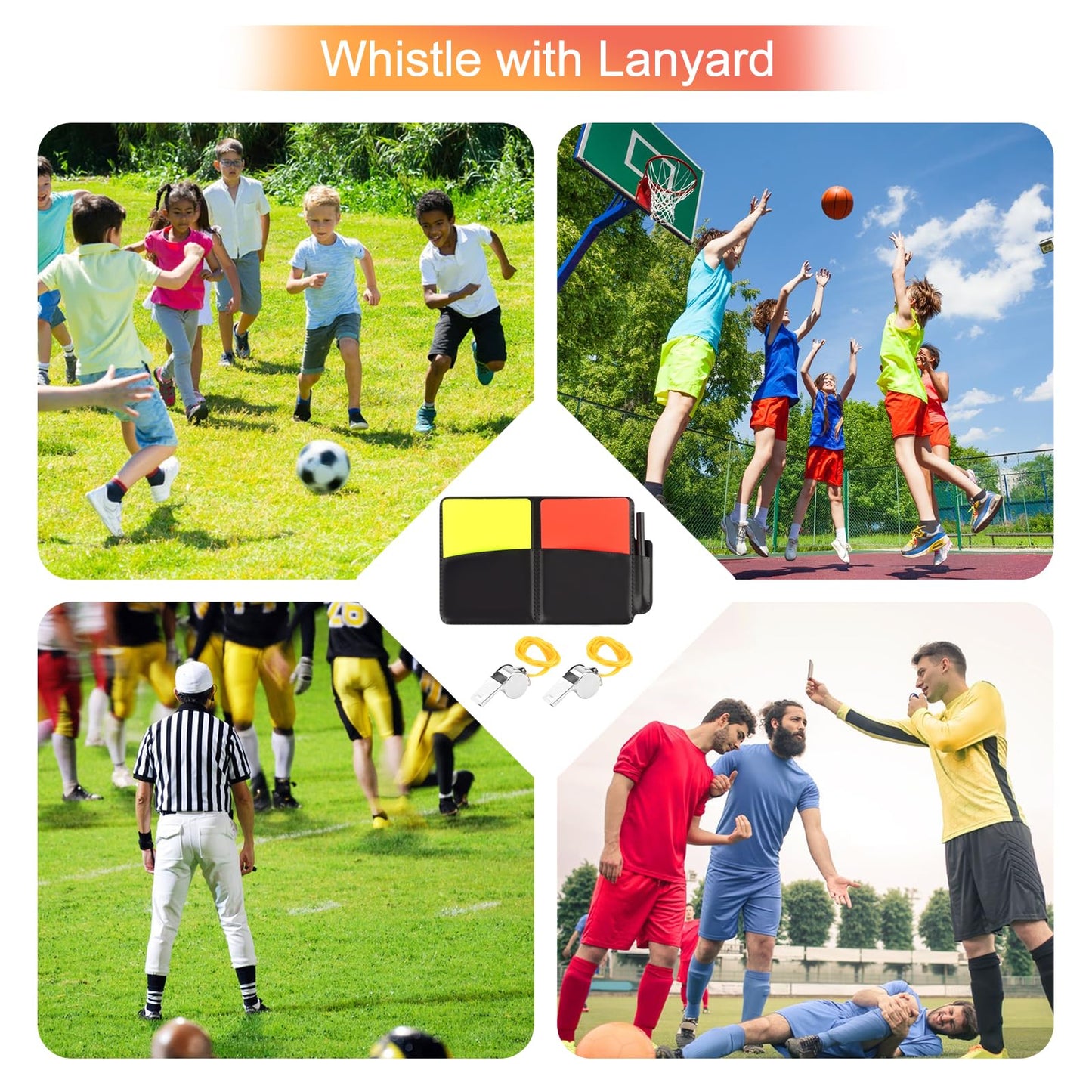 Schiedsrichter Set mit Karten Pfeifen Tasche Punktebuch für Fußball
