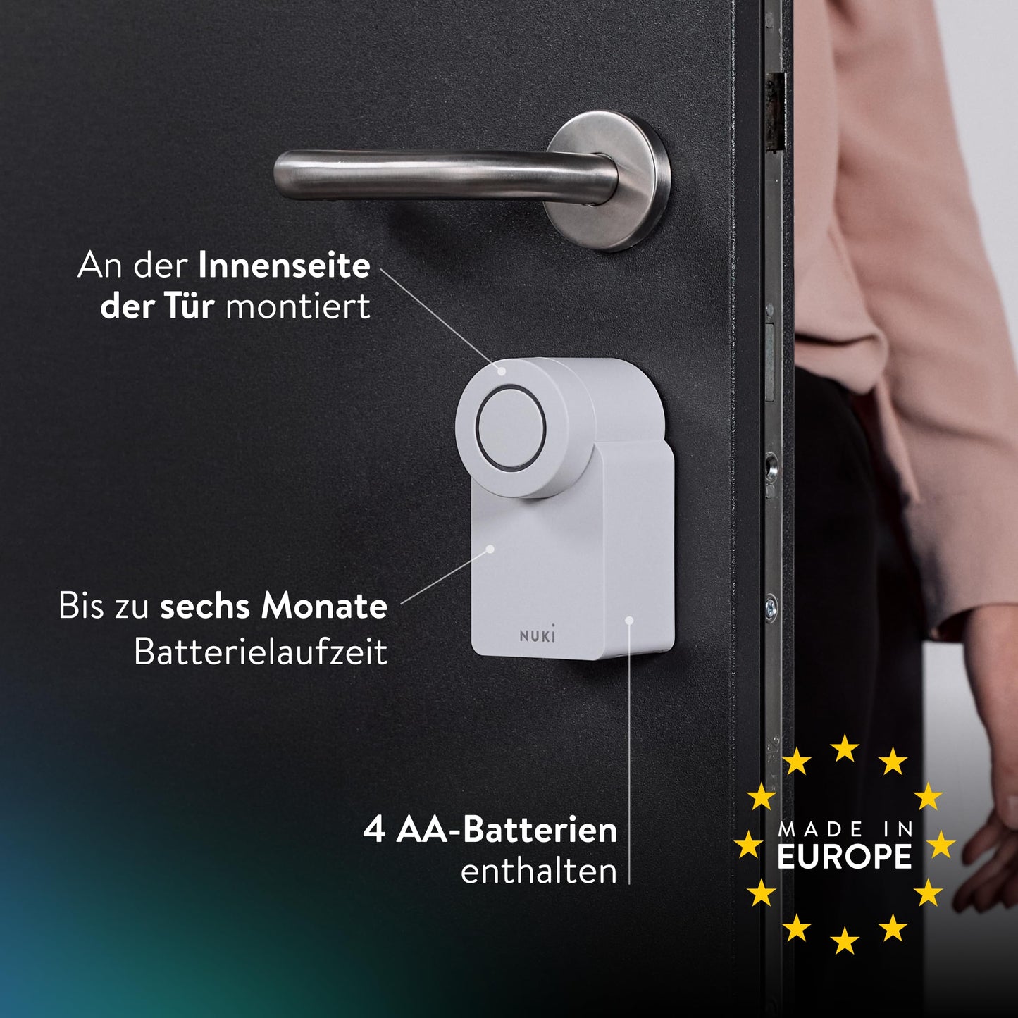 Nuki Smart Lock Go (2025) mit Bluetooth, WLAN & Matter, elektronisches Türschloss macht Smartphone zum Schlüssel, Nachrüsten ohne Zylindertausch – Smart Lock inkl. Keypad