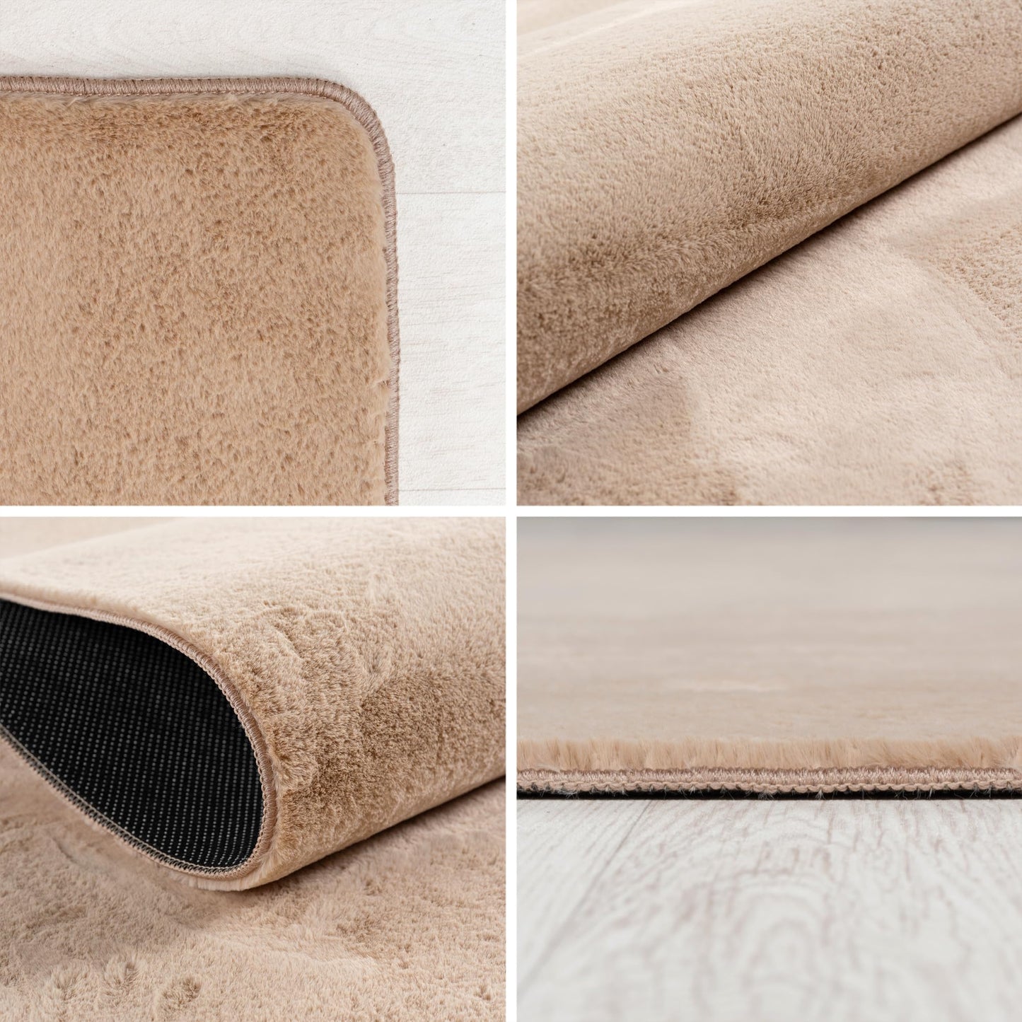 SIMPEX Teppich Wohnzimmer Rund Beige 160 cm Kurzflor Teppich Waschbar, rund, rutschfest & weich, modernes einfarbiges Design für Wohnzimmer, Schlafzimmer, Küche & Kinderzimmer.
