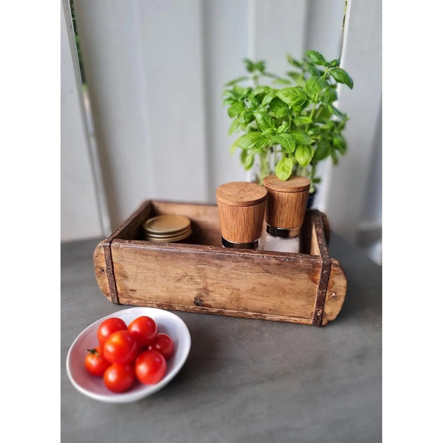 Holzkiste Ziegelform Ziegelsteinform Kiste recyceltes Holz Kasten 30 cm