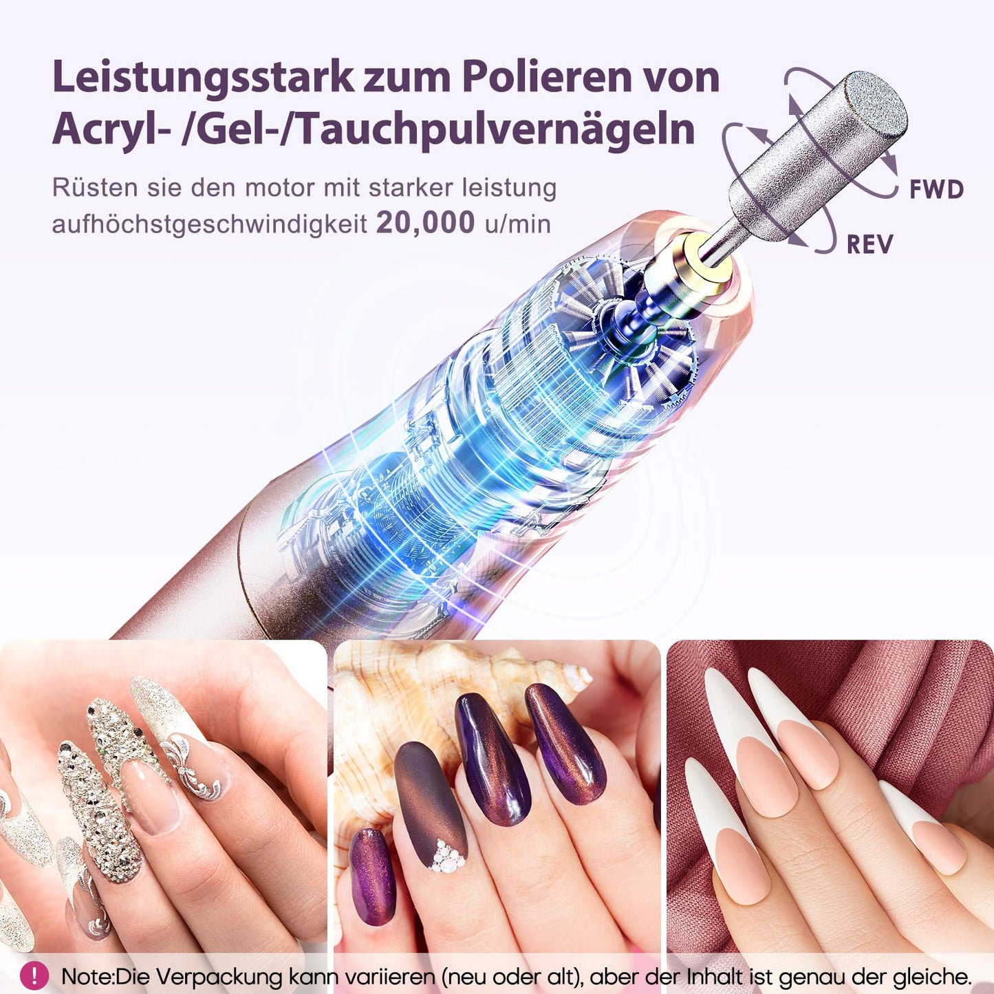 COSLUS C20 Kabellos Tragbar Nagelfräser, 11 in 1 Profi Maniküre und Pediküreset, Nagelfeile für Gelnägel und Acrylnägel, Nagelformen, Entfernen von Hornhaut
