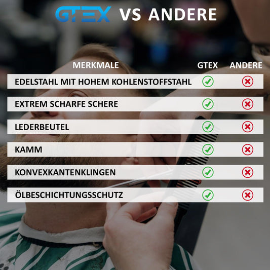 Professionelle Friseurschere GTEX 6,5 Zoll mit Kamm und Etui