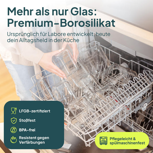 uandu Glasbehälter mit Deckel, 20- teilig, Borosilikatglas mit Deckel, Meal prep Gläser, Frischhaltedosen Glas mit Deckel, Glasdosen mit Deckel Set, Meal prep Boxen Glas (10 Behälter, 10 Deckel)