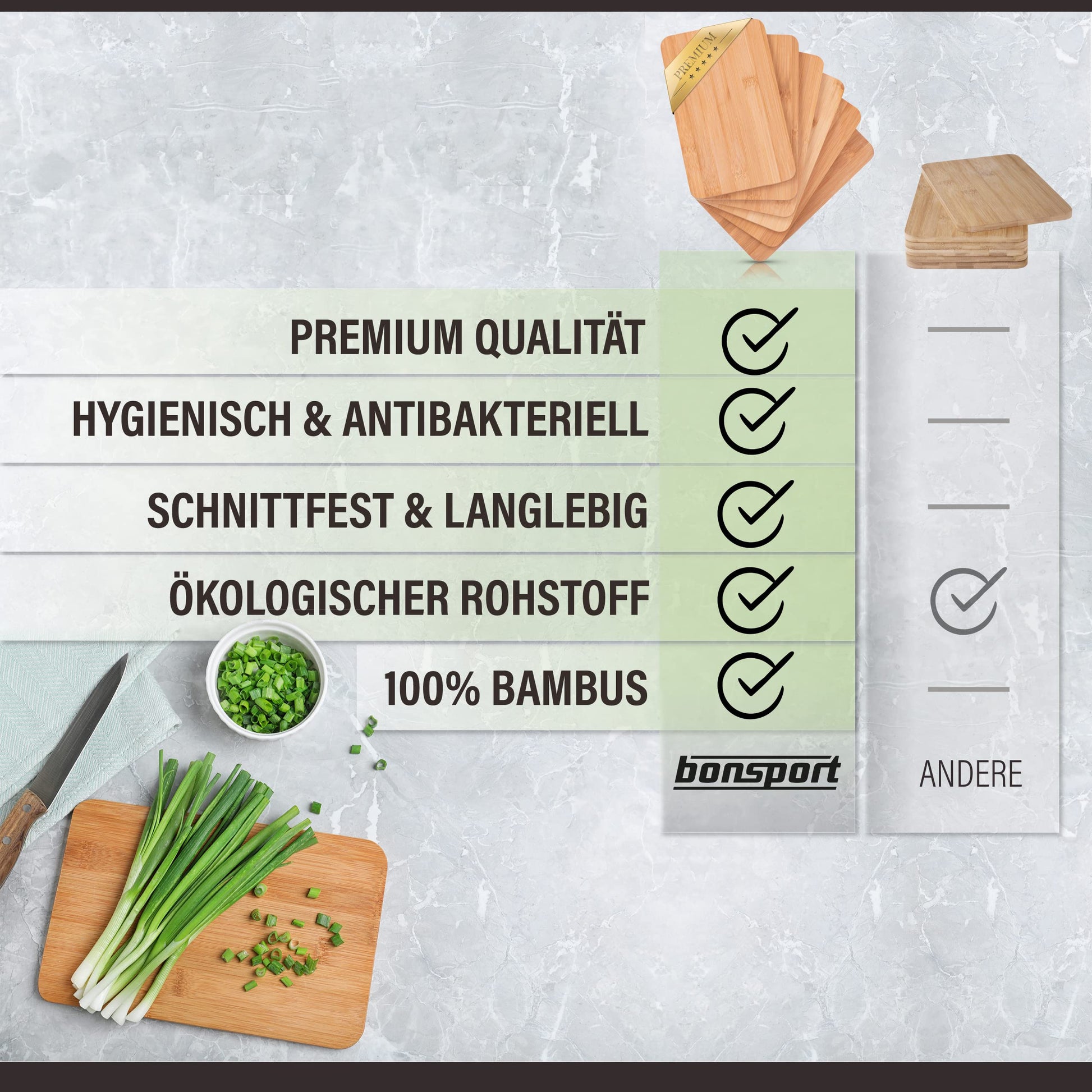 6er Set Frühstücksbrettchen aus Bambus Holz robust und nachhaltig-bonsport