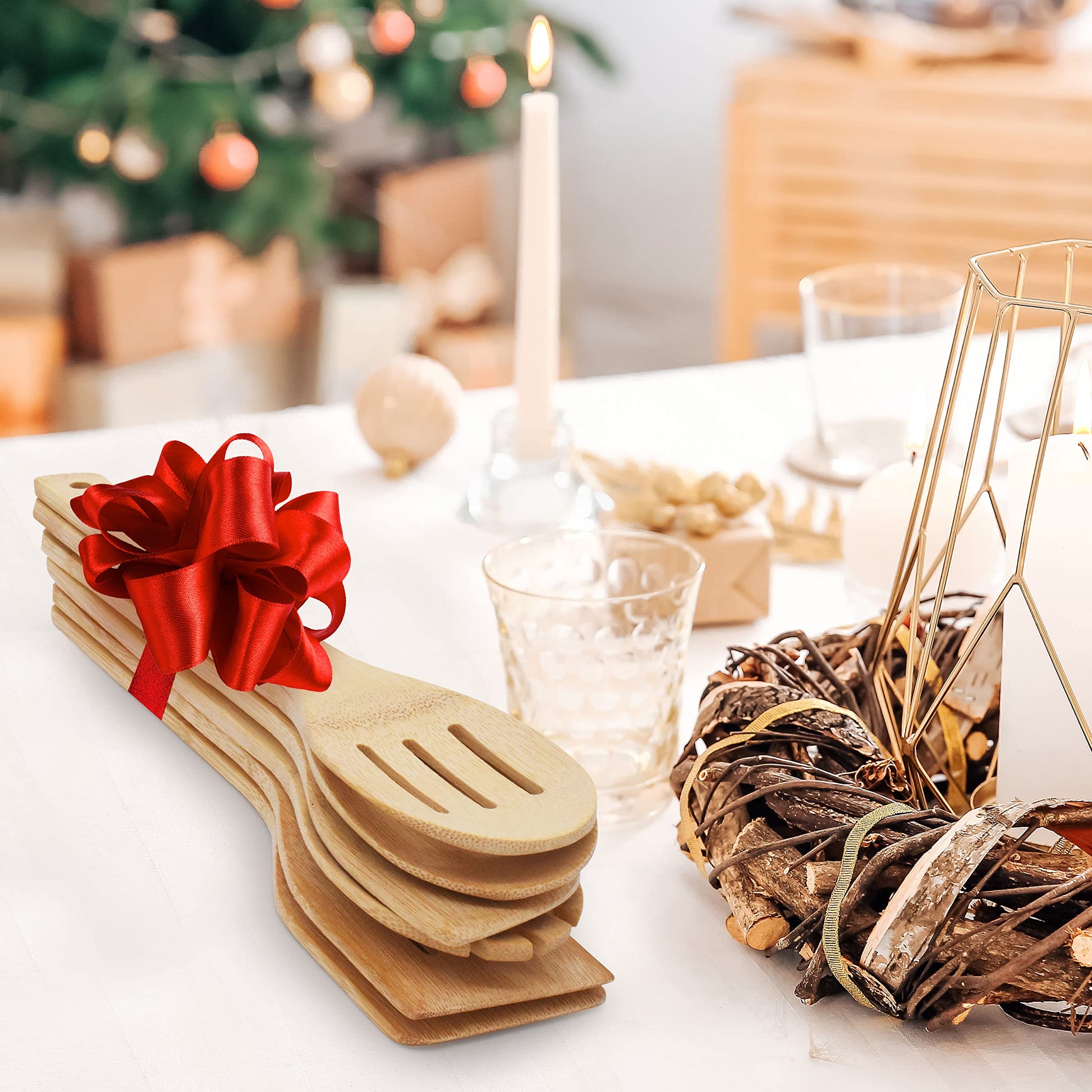 Bambus Kochlöffel Set 6 Stück natürliche Küchenhelfer Holzlöffel Spatel-joeji's Kitchen