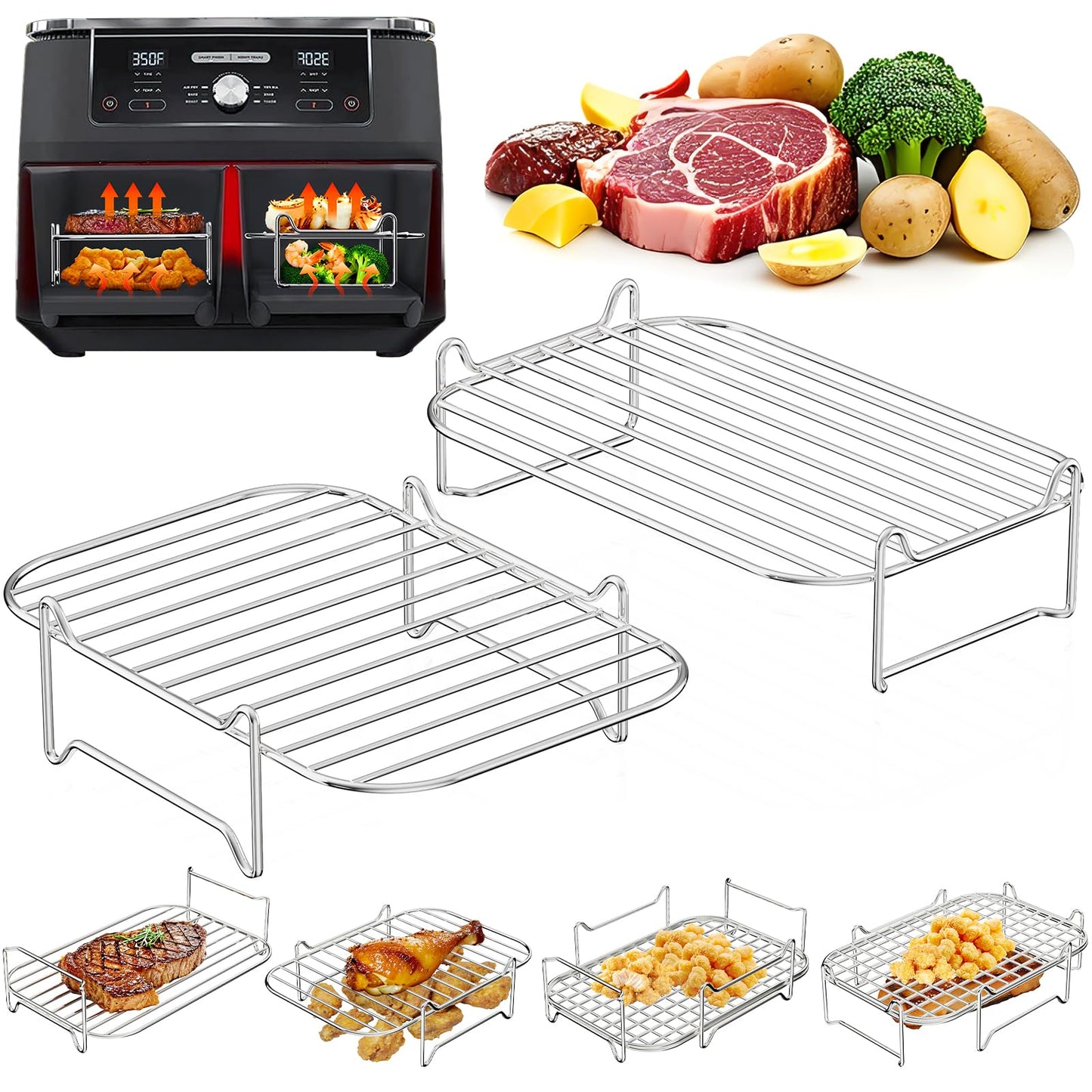 Stapelbares Heißluftfritteuse Zubehör aus Edelstahl 304