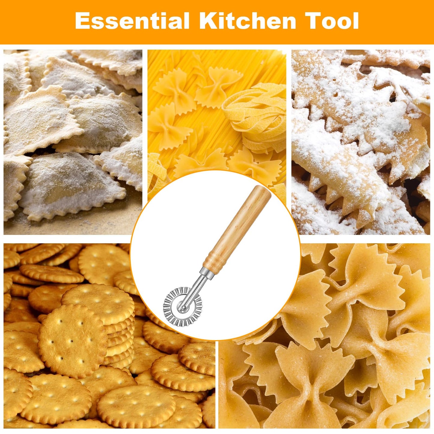 Nudelschneiderrad Gezahnter Teigrad Pizzaschneider Roller Holzgri