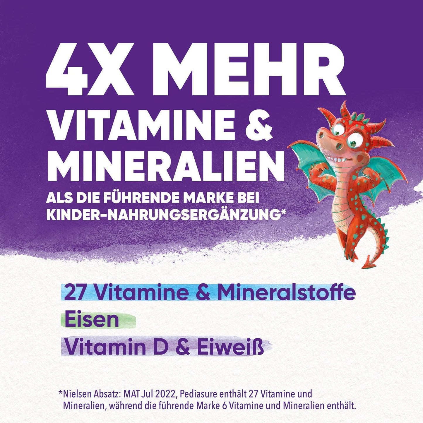 Pediasure Kinder Drachen Power Schoko 400g| leckerer Nahrungsergänzungsshake für Kinder ab 1 Jahr|mit 27 Vitaminen & Mineralien, Protein und triplesure Komplex|Verpackung kann variieren
