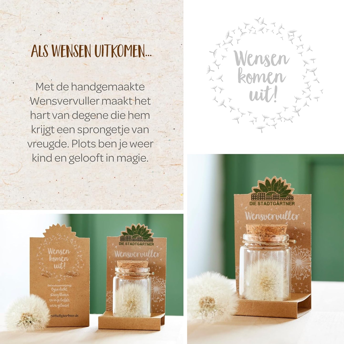 Handgemachte Wensvervuller mit über 100 Wünschen als kreatives Geschenk-Die Stadtgärtner