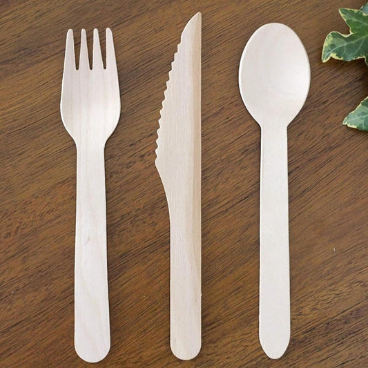 FOOGO Green Einwegbesteck 75-teilig Holz 16 cm biologisch abbaubar grün-FOOGO Green