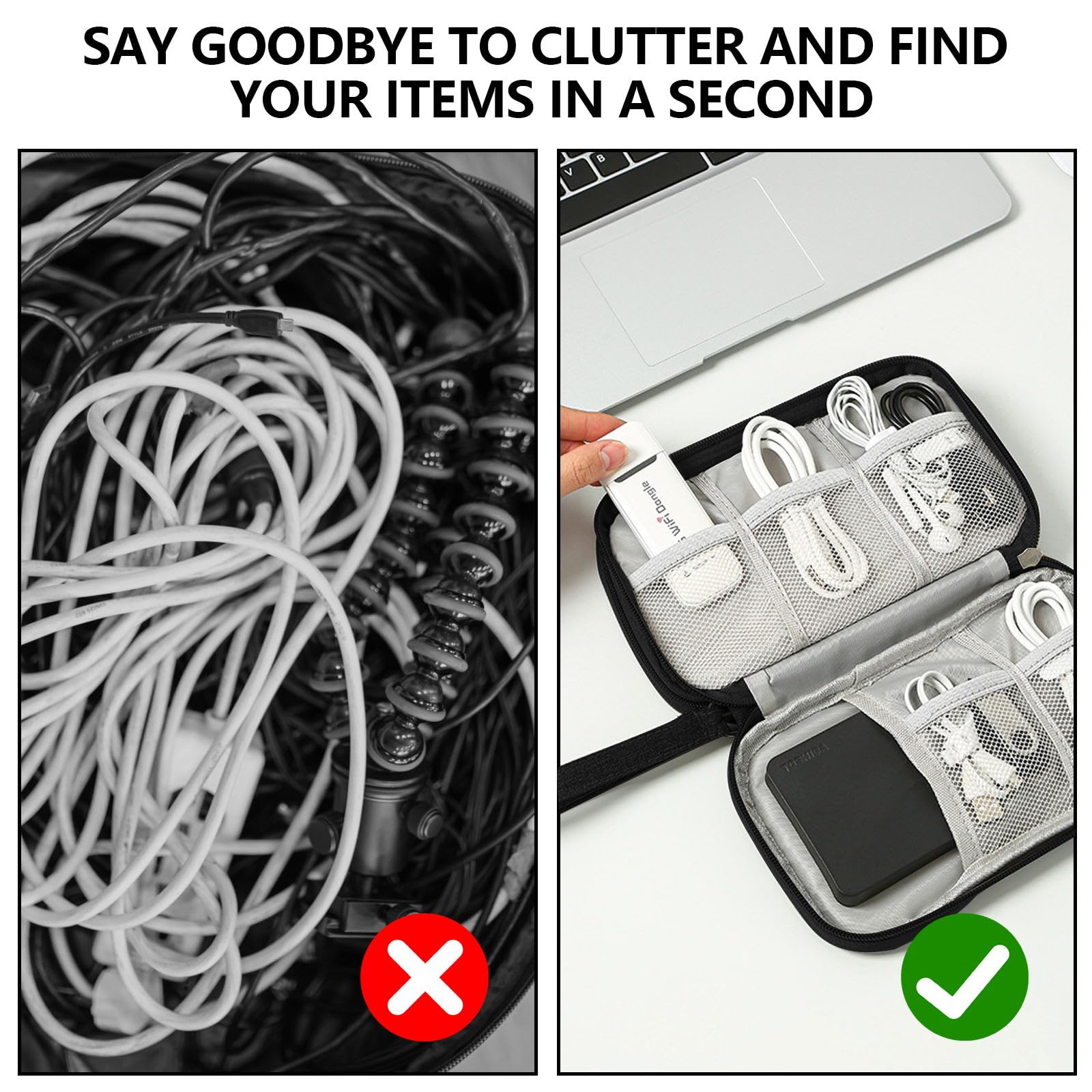 Kabeltasche Elektroniktasche Wasserdicht Doppelter Reissverschluss Organizer-OdiuK