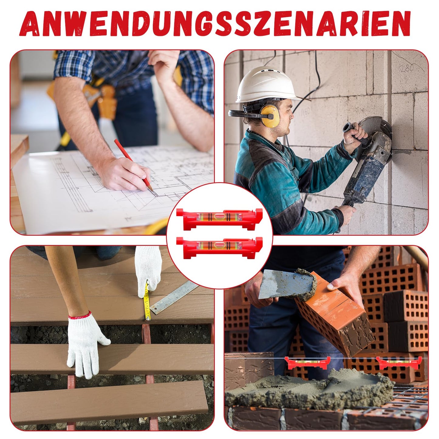 Schnurwasserwaage Set 10 Stück Rot Mini Wasserwaage Profi Werkzeug