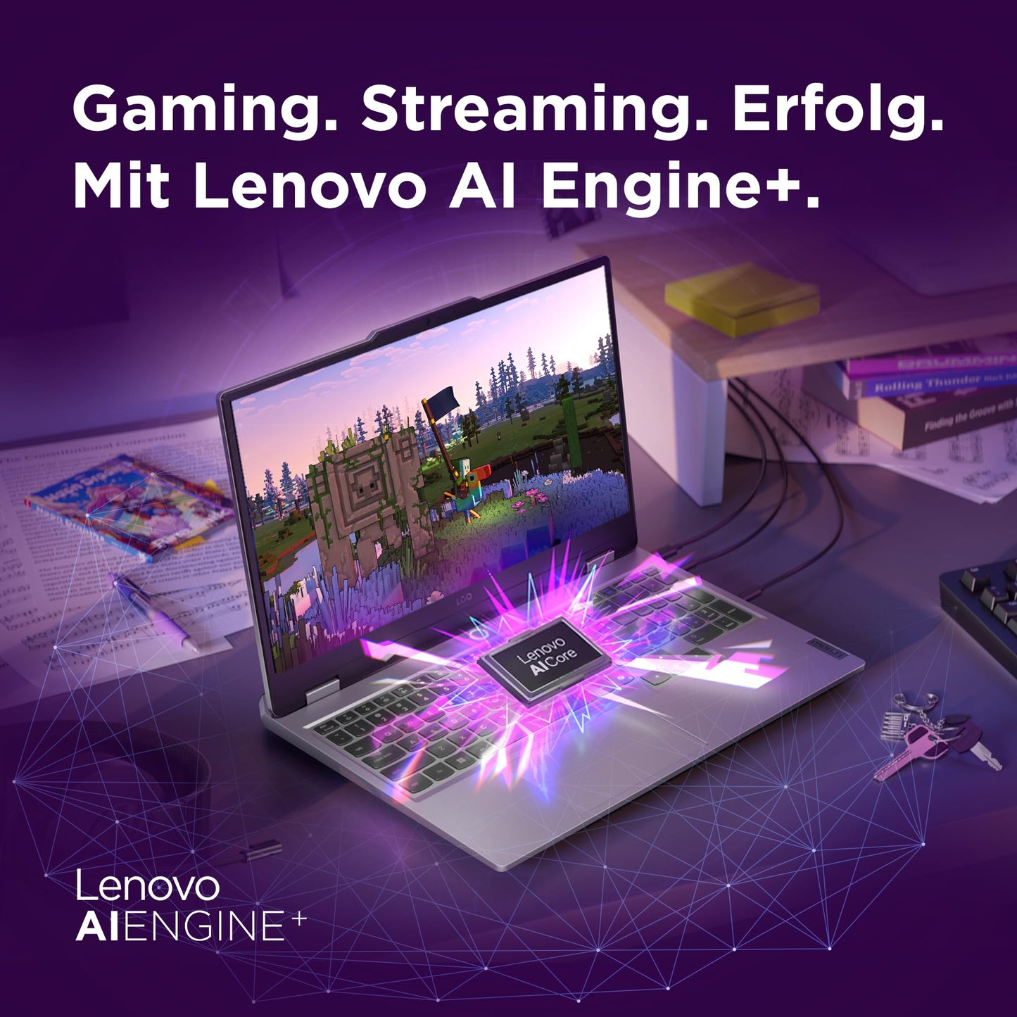 Lenovo LOQ Gaming AI Laptop | 15.6" Full HD 144Hz | NVIDIA GeForce RTX 5060 8GB | AMD Ryzen 7 250 | 16GB RAM | 1TB SSD | Win11 | QWERTZ | Weiss-Beleuchtete Tastatur | Grau | 3 Monate Game Pass