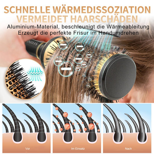 Rundhaarbürste Nylon 43mm für Locken Glätten und Föhnen ohne Ziepen-SHINLEA