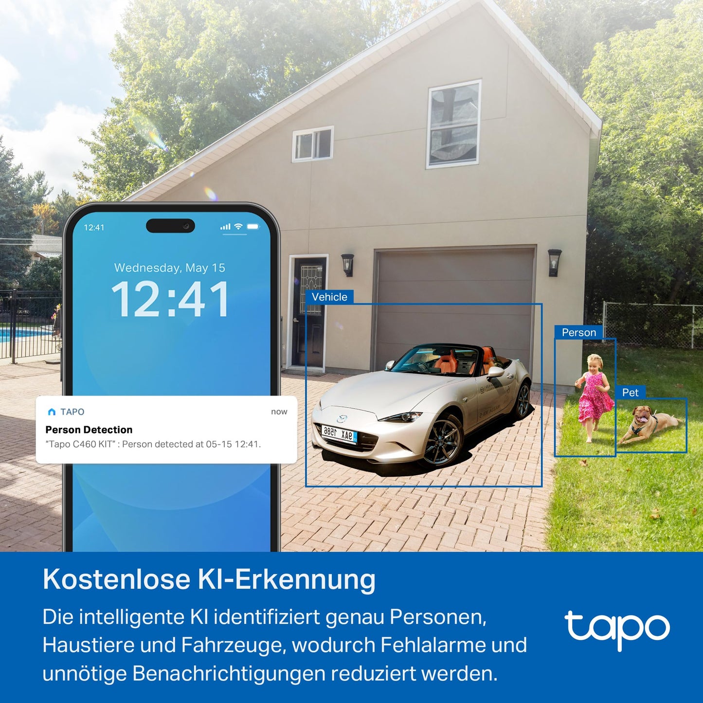 Tapo C460 4K 8MP Überwachungskamera Aussen Akku, Starlight-Farb-Nachtsicht, Dual-Band WLAN, Magnetfuß, Verschlüsselte microSD-Aufzeichnung, KI-Erkennung, 10000-mAh-Akku