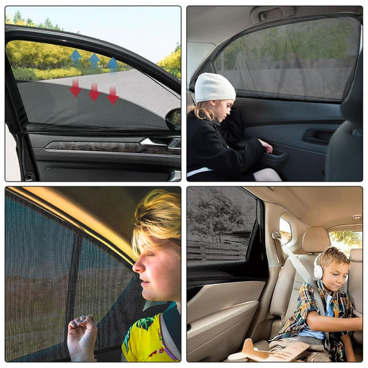4 Stück Fliegengitter Autofenster, Autofenster Moskitonetze, Seitenfenster Netze, Elastizitä Sonnenblende Auto Netz, Auto Netz Sonnenschutz, Fenster Schatten, für Van, SUV