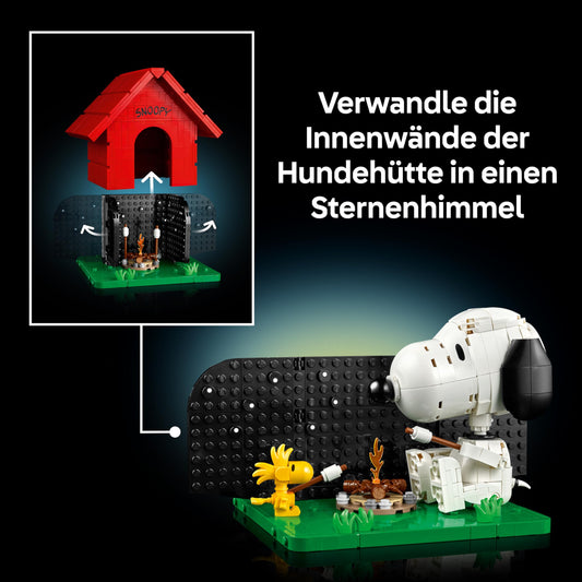 LEGO Ideas Peanuts: Snoopys Hundehütte - Modellbau für Erwachsene Snoopy und Woodstock Figuren - DIY Deko für Schreibtisch oder Regal - Geschenkidee für Fans - 21368
