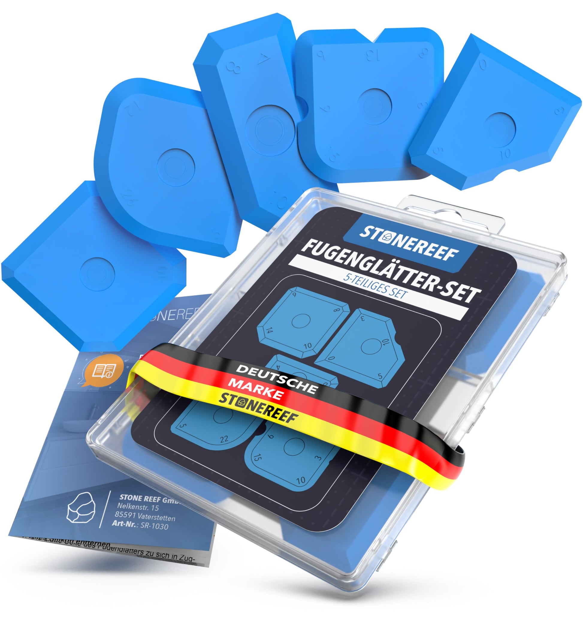 Silikonentferner und Fugenglätter Set 5 teilig für saubere Silikonfugen-STONE REEF