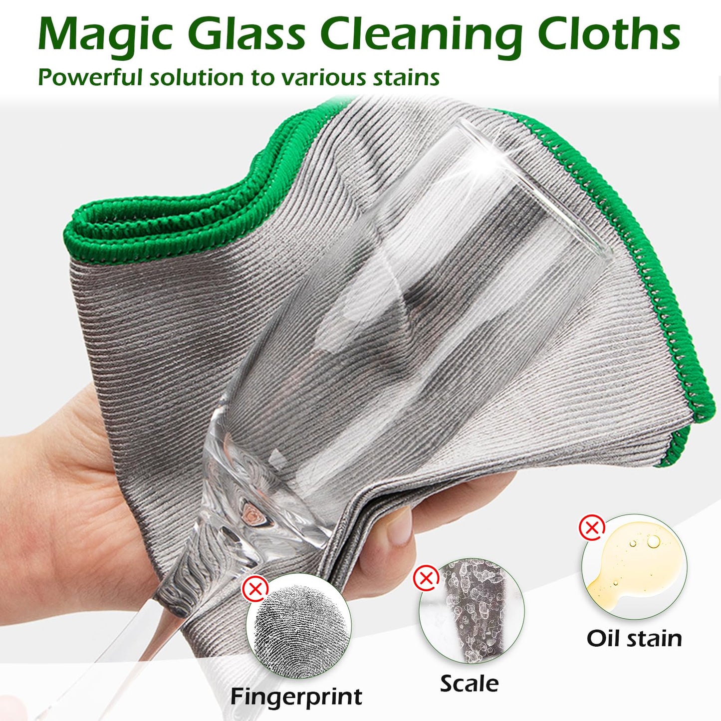 Quelcc 6X Mikrofasertücher 30x30cm Fusselfreie Reinigungstücher für Fenster-Quelcc