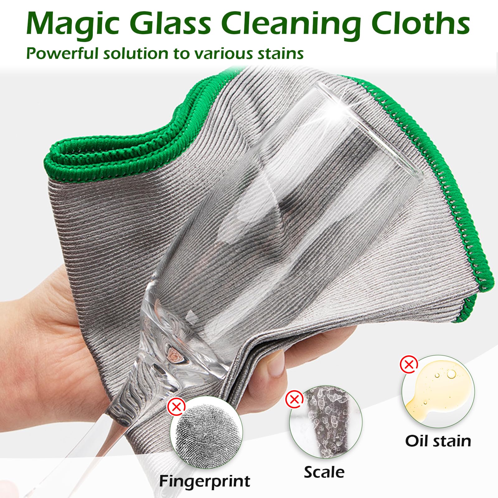Quelcc 6X Mikrofasertücher 30x30cm Fusselfreie Reinigungstücher für Fenster-Quelcc
