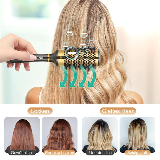 Rundhaarbürste Nylon 43mm für Locken Glätten und Föhnen ohne Ziepen-SHINLEA