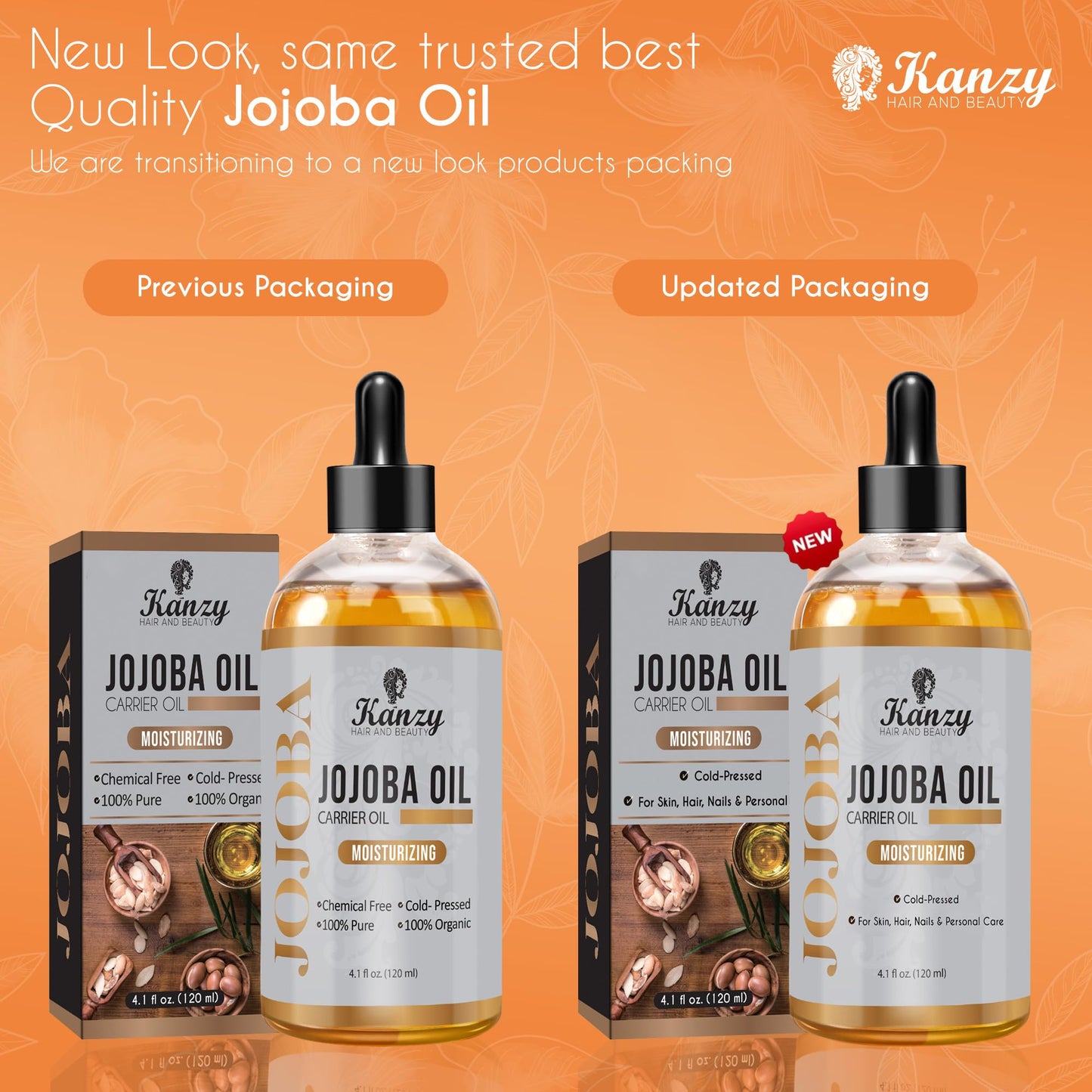 Kanzy Jojobaöl Kaltgepresst 100% Reines Gold, 120ml für Haut, Haare und Nägel, Gesichtsöl und Körperöl, Vegan & Hexanfrei, Jojobaöl, Anti-Falten, Natürliche Intensiv Feuchtigkeitspflege