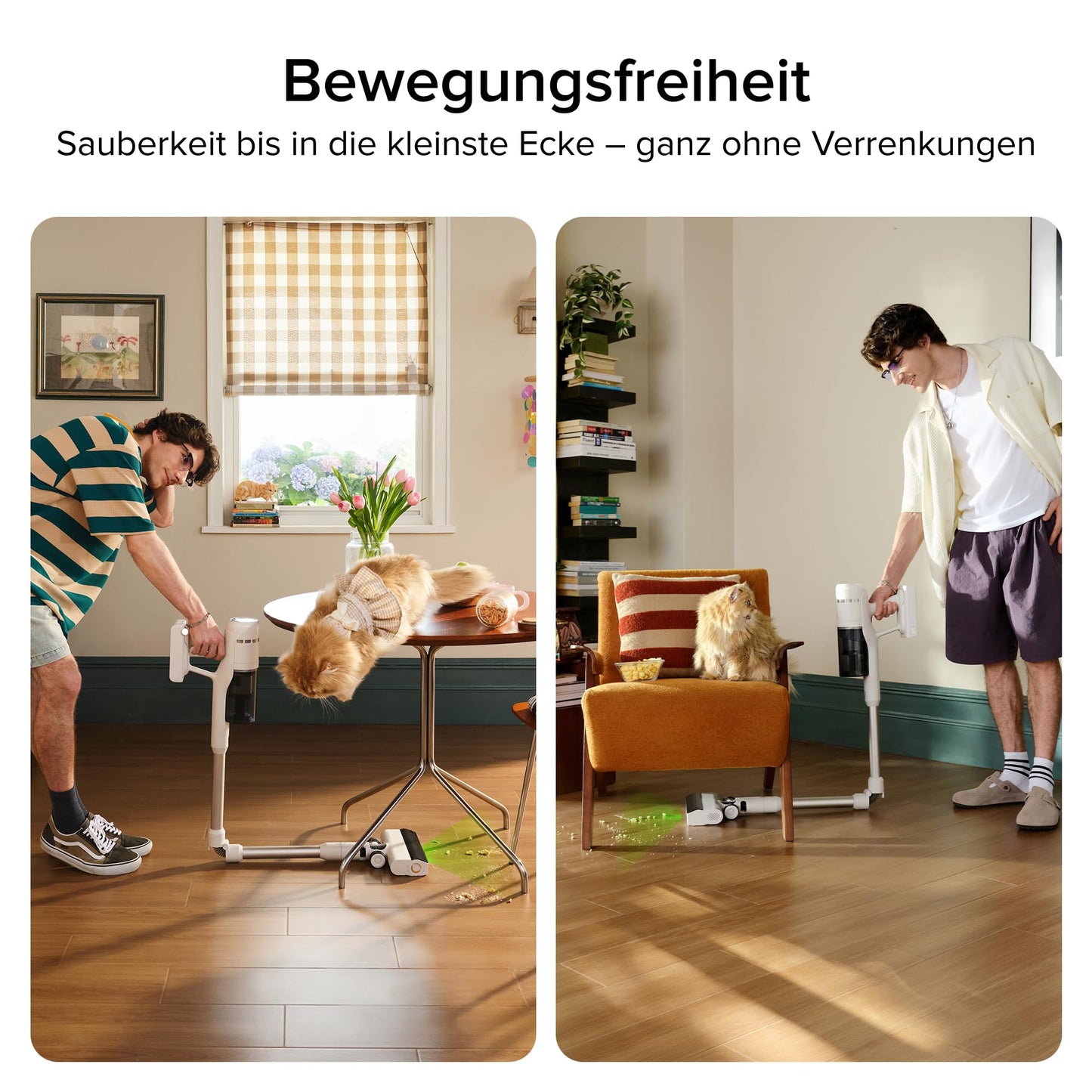 roborock H60 Akku Staubsauger, 27000Pa/300W/60 Min Akkusauger, 90° Flexibles Rohr, Staubsauger Kabellos, stielstaubsauger mit Anti-Tangle Bürste für Teppiche, Hartböden, Tierhaare, Auto
