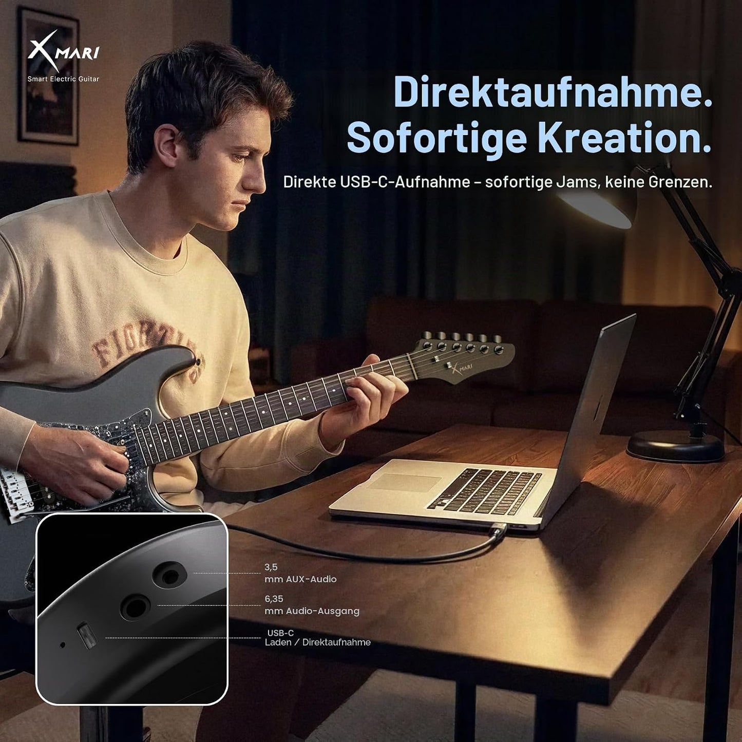 XMARI Smarte E-Gitarre – DSP-Effekte & Kohlefaser-Korpus