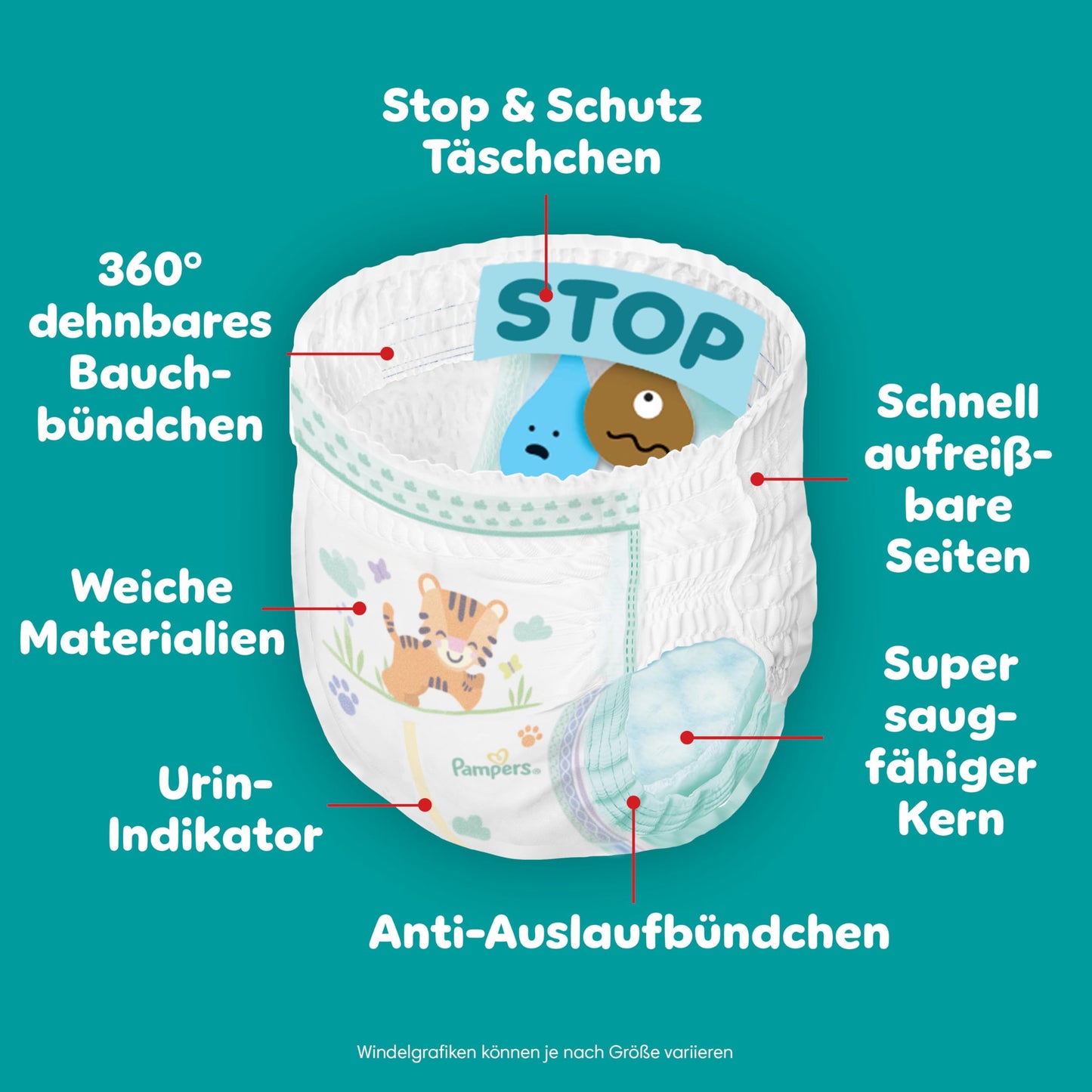 Pampers Baby-Dry Pants Größe 7, 148 Stück, 15kg+, 360° auslaufsichere Passform für Tag und Nacht
