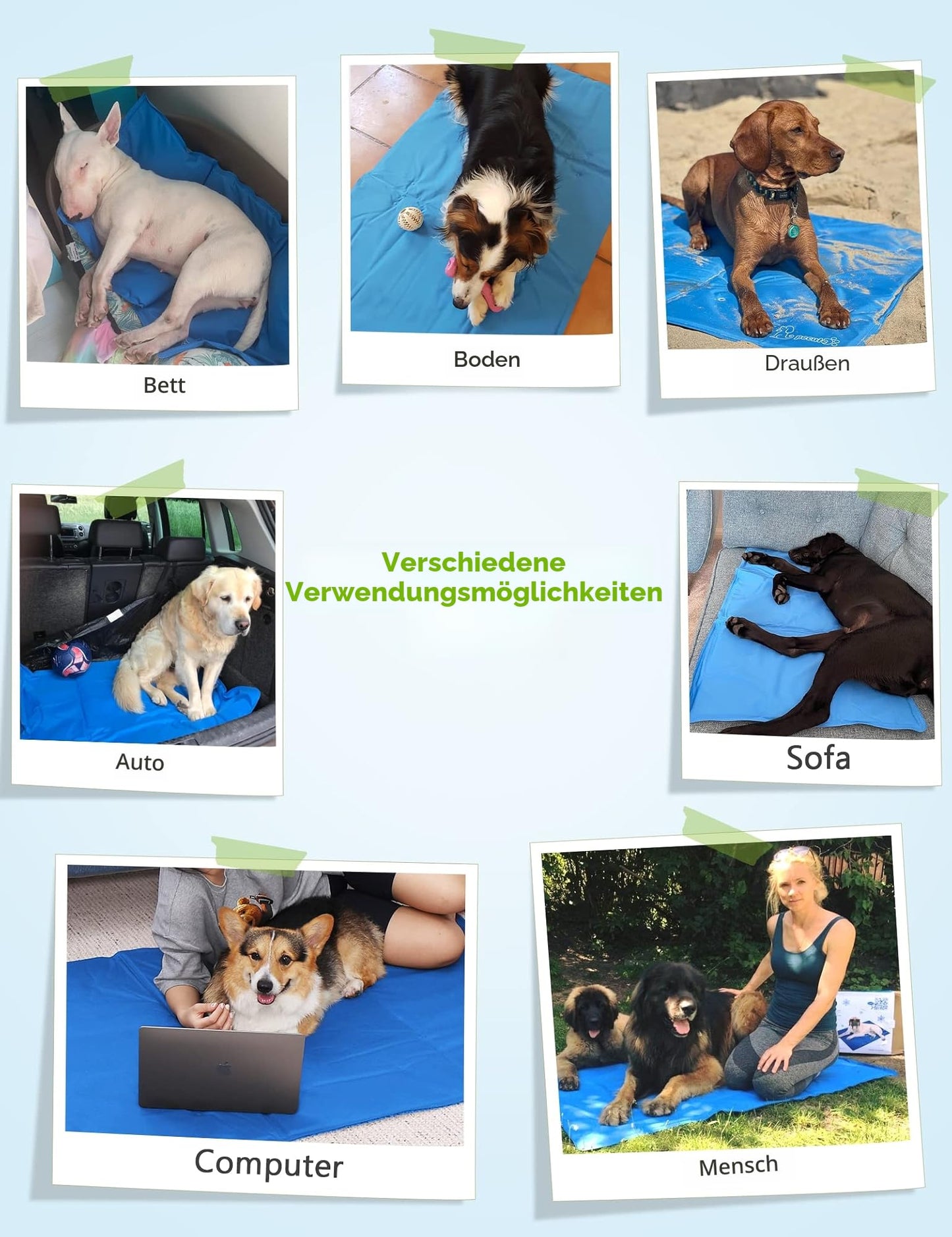 pecute Kühlmatte für Hunde, langlebiger, Upgrade, Oxford-Stoff + PVC, Dicke 0,4 mm, automatische Kühlmatte für Haustiere