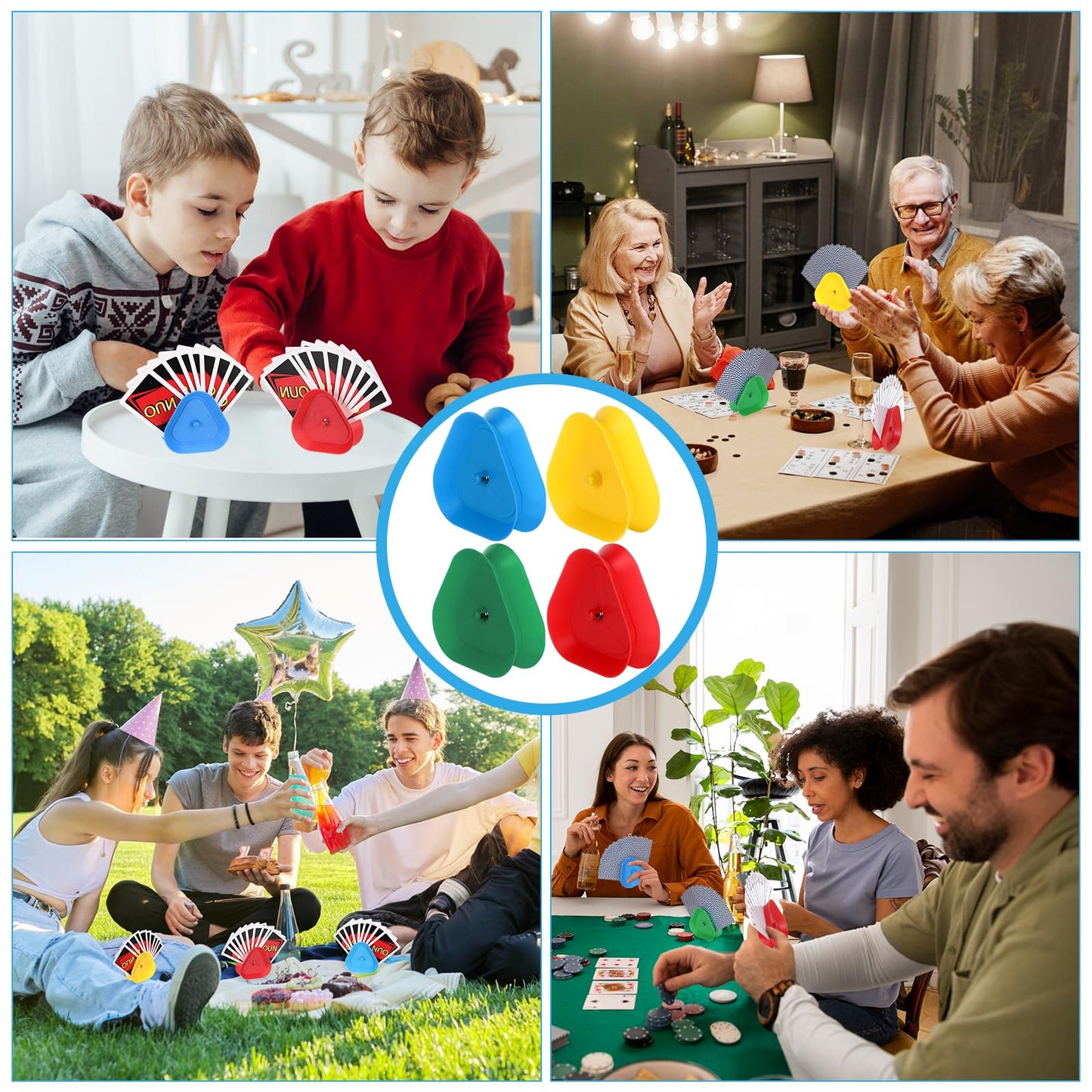 Sprifityy Kartenhalter für Kinder 4 Farben Drehbarer Kunststoffhalter