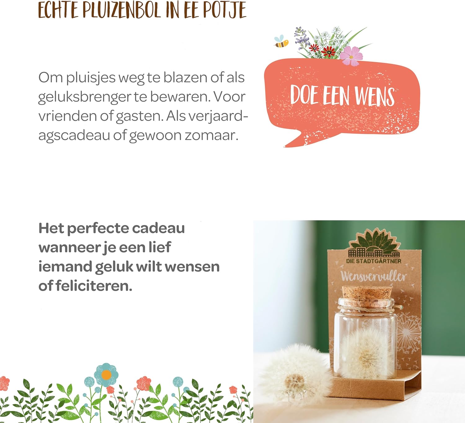 Handgemachte Wensvervuller mit über 100 Wünschen als kreatives Geschenk-Die Stadtgärtner