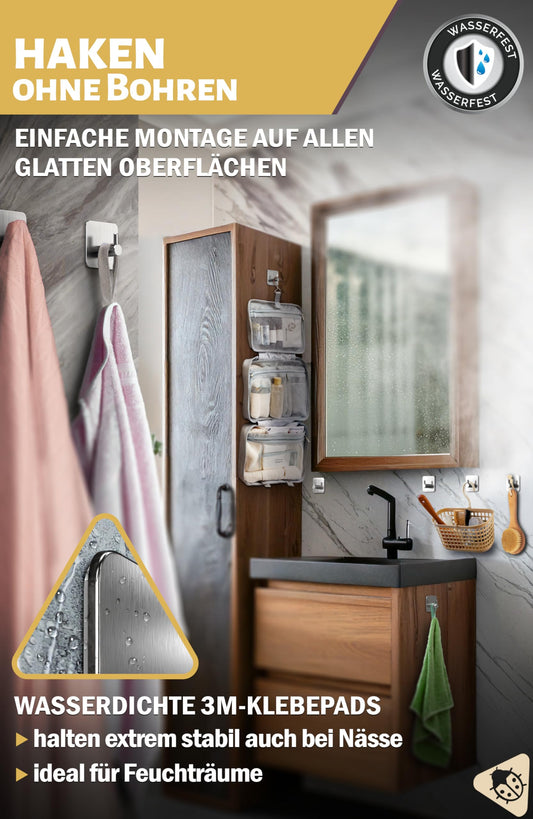 Handtuchhalter ohne Bohren 4er Set Edelstahl Klebehaken für Bad und Küche-Menz