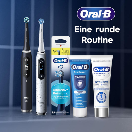 Oral-B iO Ultimative Reinigung Aufsteckbürsten — ORIGINAL Zahnbürstenaufsatz für Elektrische Oral-B iO Zahnbürsten — Ersatzbürsten, Bürstenköpfe für Tiefenreinigung & Plaqueentfernung — Weiß, 8 Stück