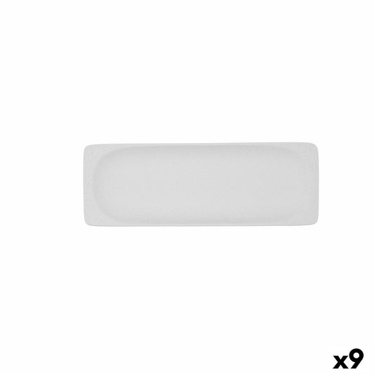 Tablett für Snacks Bidasoa Fosil Weiß aus Keramik Tonerde 25,6 x 9,1 x 2,3 cm (9 Stück)-Haus & Küche, Besteck, Geschirr und Glaswaren-Bidasoa-Ciniskitchen