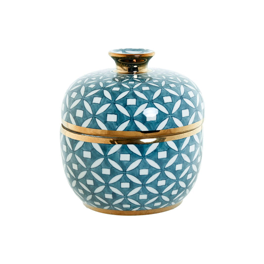 Vase Home ESPRIT Blau Gold Aluminium Porzellan 18,5 x 18,5 x 20 cm-Haus & Küche, Heimdekoration-Home ESPRIT-Ciniskitchen