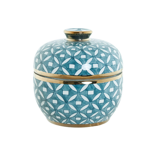 Vase Home ESPRIT Blau Gold Aluminium Porzellan 15 x 15 x 15 cm-Haus & Küche, Heimdekoration-Home ESPRIT-Ciniskitchen