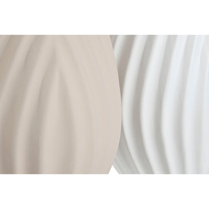 Vase Home ESPRIT Weiß Beige Steingut Handwerks-Stil 24 x 24 x 41 cm (2 Stück)-Haus & Küche, Heimdekoration-Home ESPRIT-Ciniskitchen