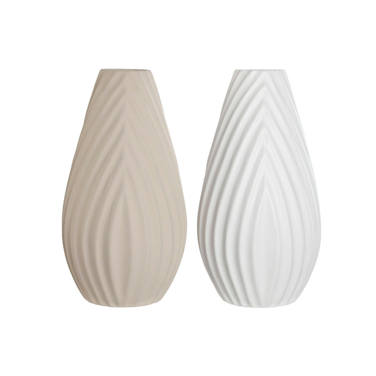 Vase Home ESPRIT Weiß Beige Steingut Handwerks-Stil 24 x 24 x 41 cm (2 Stück)-Haus & Küche, Heimdekoration-Home ESPRIT-Ciniskitchen