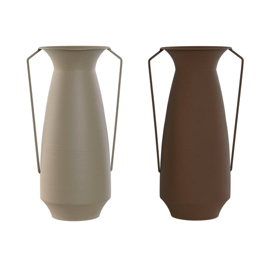 Vase Home ESPRIT Braun Beige Metall 25 x 25 x 44 cm (2 Stück)-Haus & Küche, Heimdekoration-Home ESPRIT-Ciniskitchen