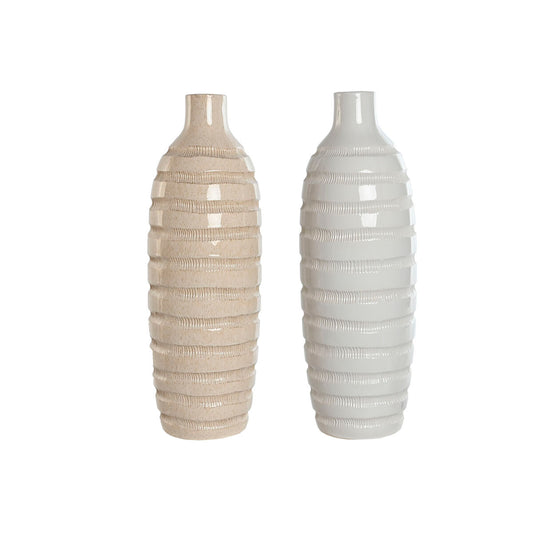 Vase Home ESPRIT Beige aus Keramik 19 x 19 x 55 cm (2 Stück)-Haus & Küche, Heimdekoration-Home ESPRIT-Ciniskitchen