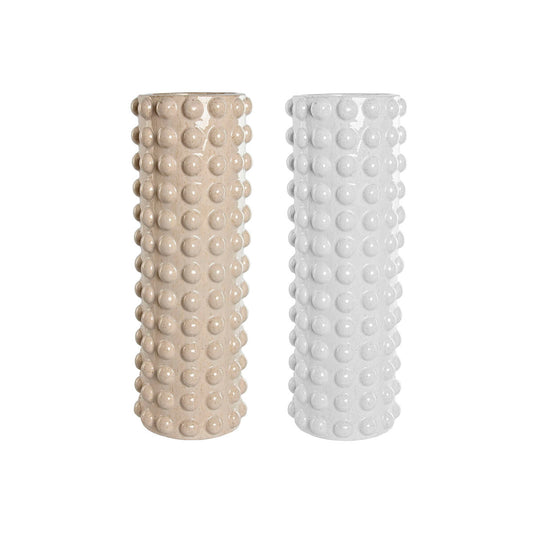 Vase Home ESPRIT Weiß Beige aus Keramik 17 x 17 x 50 cm (2 Stück)-Haus & Küche, Heimdekoration-Home ESPRIT-Ciniskitchen